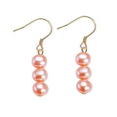Bông Tai Bạc 925 Tua Rua 3 Hạt Ngọc Trai Tự Nhiên Dễ Thương MADAME HIEN PEARLS  BTT014