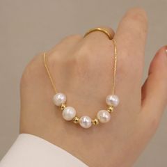 Vòng Cổ Đính 6 Hạt Ngọc Trai Đơn Giản Xinh Xắn MADAME HIEN PEARLS Unisex Nam Nữ MT005