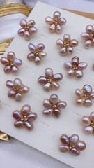 Bông Tai Mạ Bạc 925 Hình Cánh Hoa Mai 5 Cánh MADAME HIEN PEARLS Đính Ngọc Trai Phong Cách Retro BTB007