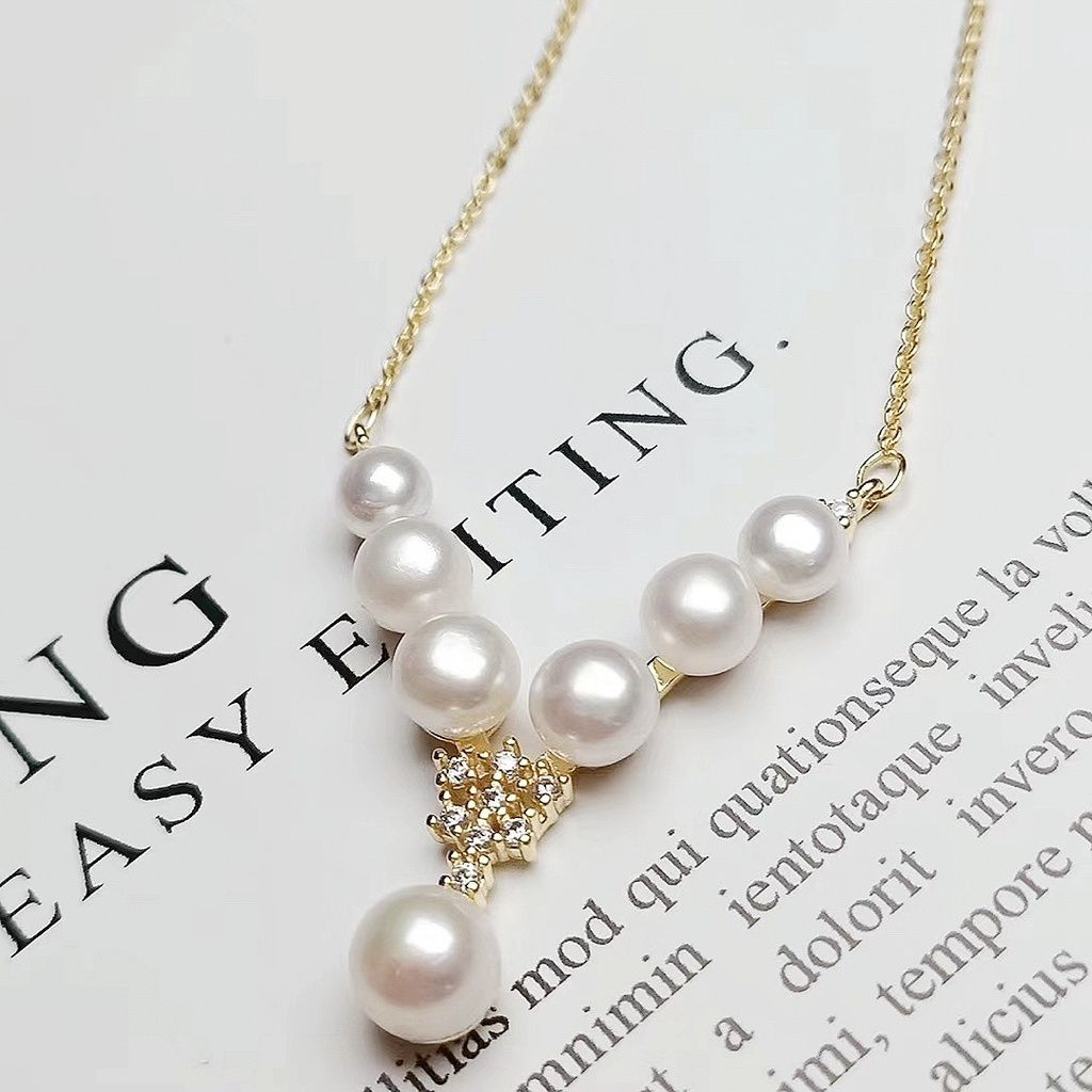 Vòng cổ Ngọc Trai Tự Nhiên Kiểu Công Chúa 7 Hạt MN030