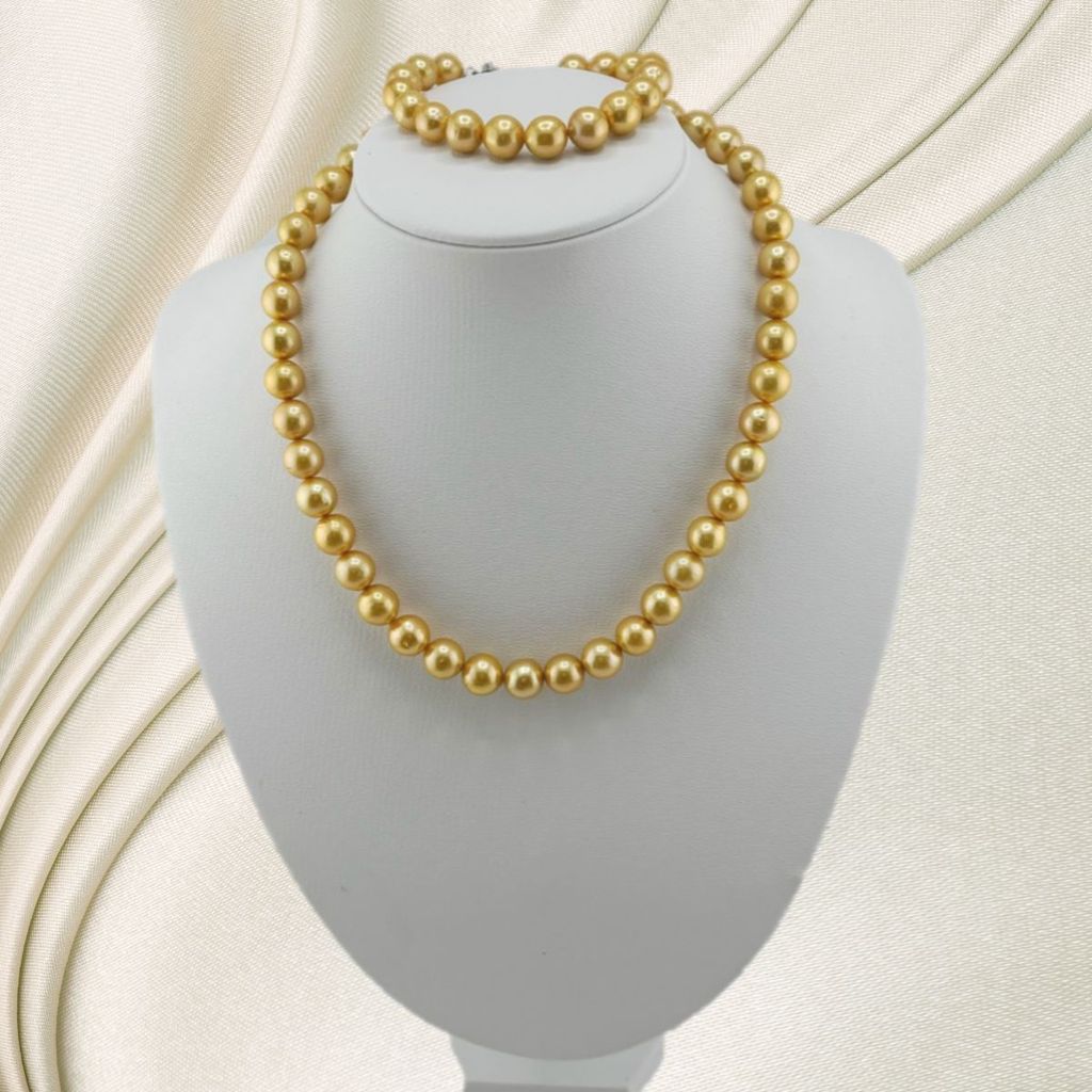 Vòng Cổ Ngọc Trai Vàng Tự Nhiên Kiểu Hạt Ngọc Trai Chạy 9-12mm MADAME HIEN PEARLS CT042