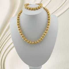 Vòng Cổ Ngọc Trai Vàng Tự Nhiên Kiểu Hạt Ngọc Trai Chạy 9-12mm MADAME HIEN PEARLS CT042