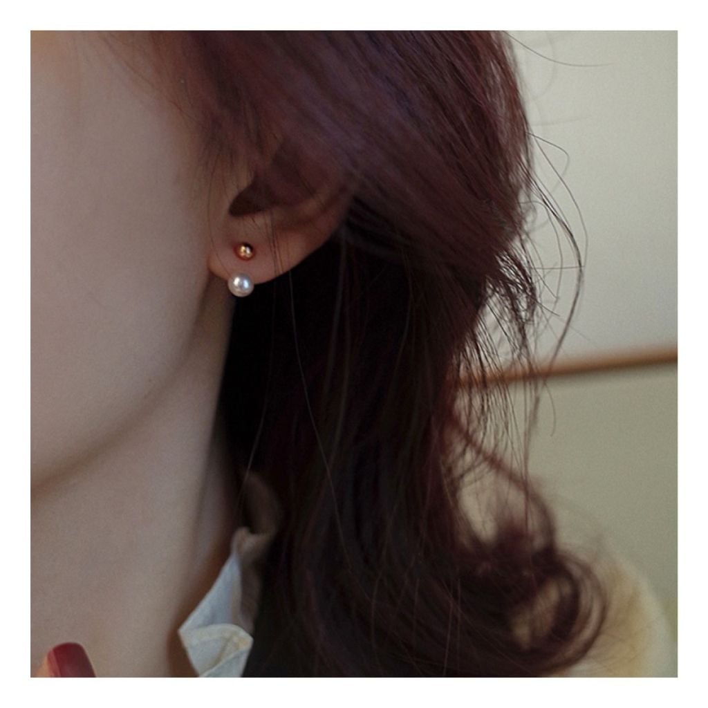 Khuyên Tai Hạt Ngọc Trai Thời Trang Nhấn Bi MADAME HIEN PEARLS Cá Tính BTN021