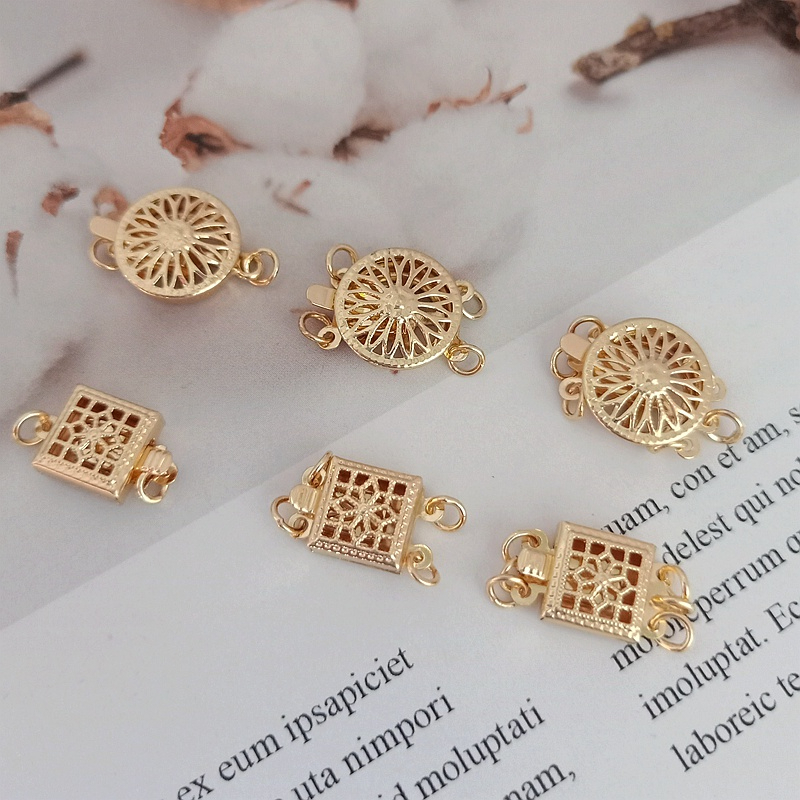 Chốt Cài Đầu Thanh Thanh Chạm Khắc Rỗng Mạ Vàng 14K Thời Trang DIY PKKC002