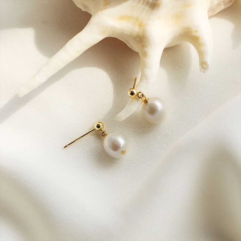 Bông Tai 1 Hạt Trai Tự Nhiên MADAME HIEN PEARLS Phong Cách Đơn Giản Minimalist BTT011