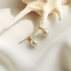 Bông Tai 1 Hạt Trai Tự Nhiên MADAME HIEN PEARLS Phong Cách Đơn Giản Minimalist BTT011