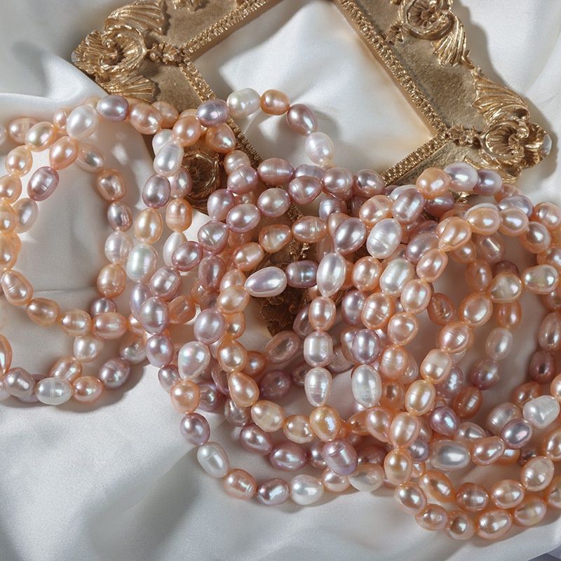 Vòng tay ngọc trai thật 100% hạt xoài nhỏ đơn giản sành điệu VTG001