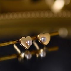 Bông Tai Nhí Hình Trái Tim Đính Ngọc Trai Tự Nhiên MADAME HIEN PEARLS Đáng Yêu Cho Nữ BTN032