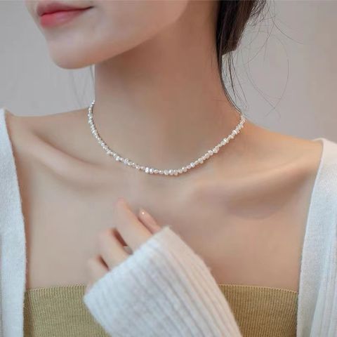 Vòng cổ Bạc Ngọc Trai Thời Trang Dành Cho Nữ 4-5mm phong cách Baroqu CB007