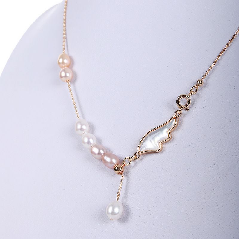Vòng cổ Ngọc Trai Tự Nhiên Cánh Thiên Thần Phong Cách Baroque MADAME HIEN PEARLS Đơn Giản