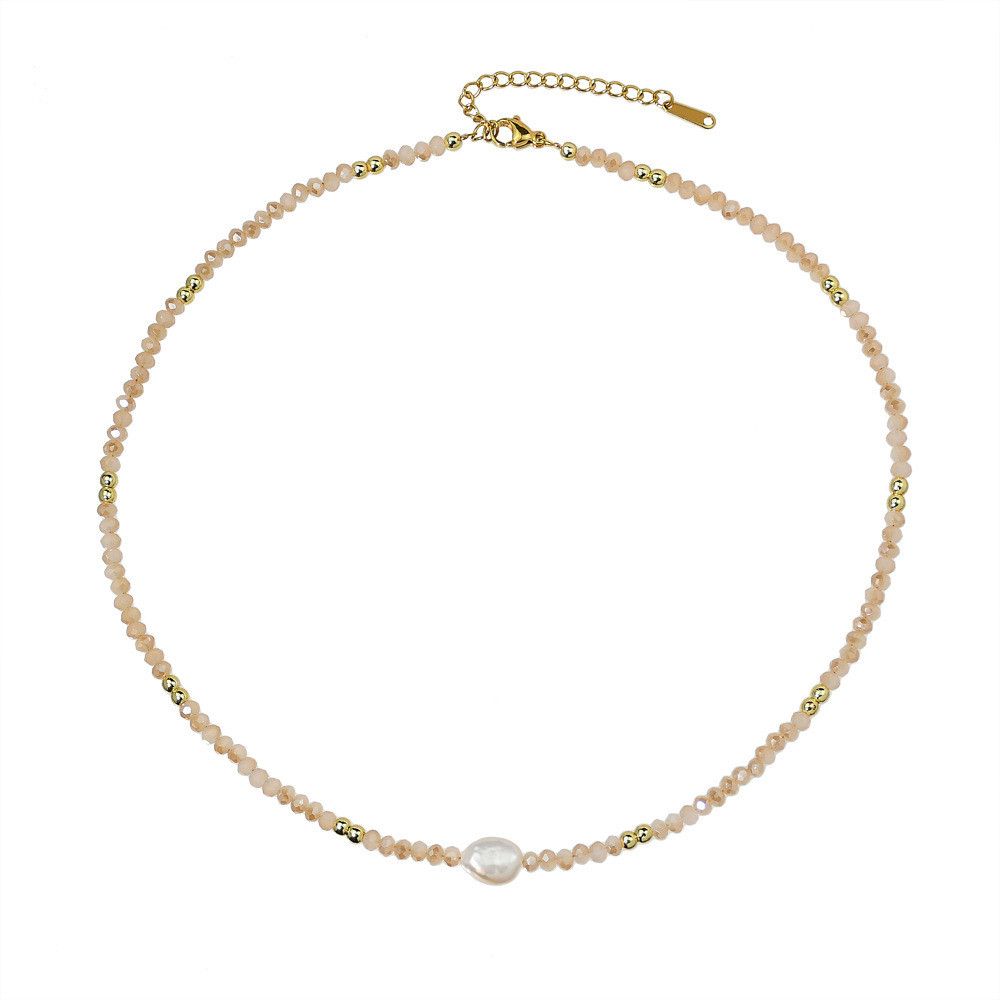 Vòng Cổ Choker Pha Lê Mặt Hạt Ngọc Trai Baroque Tự Nhiên Tối Giản MADAME HIEN PEARLS MB022