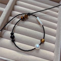 Vòng Cổ Phối Đá Mắt Hổ Tự Nhiên Kết Hợp Ngọc Trai Baroque Cá Tính MADAME HIEN PEARLS MB012A