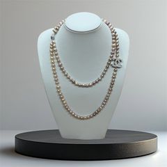 Vòng Cổ Ngọc Trai Hạt Tròn Tự Nhiên Dài 110cm Khoá Channel MADAME HIEN PEARLS CT041