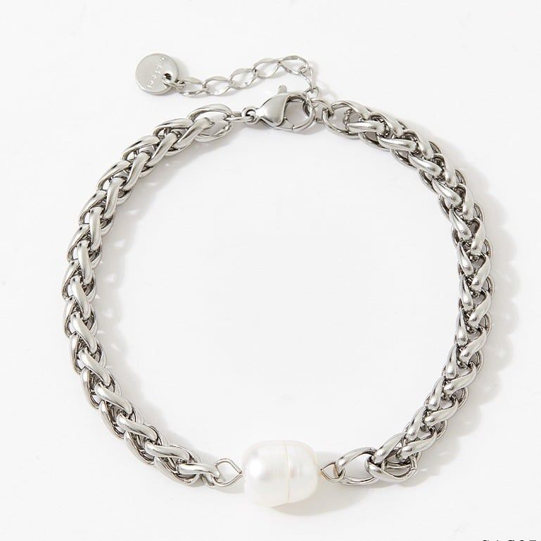 Vòng Tay Chuỗi Xương Rồng Ngọc Trai Tự Nhiên Dây Chuyền Thép Titan Mạ Vàng 14K MADAME HIEN PEARLS VTB032