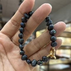 Bộ Vòng Cổ và Vòng Tay Ngọc Trai Hạt Baroque Đen Lông Công Ánh Xà Cừ Phối Khoá OT Hoa Mận MADAME HIEN PEARLS Cho Nữ SCB005D