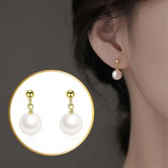 Bông Tai 1 Hạt Trai Tự Nhiên MADAME HIEN PEARLS Phong Cách Đơn Giản Minimalist BTT011