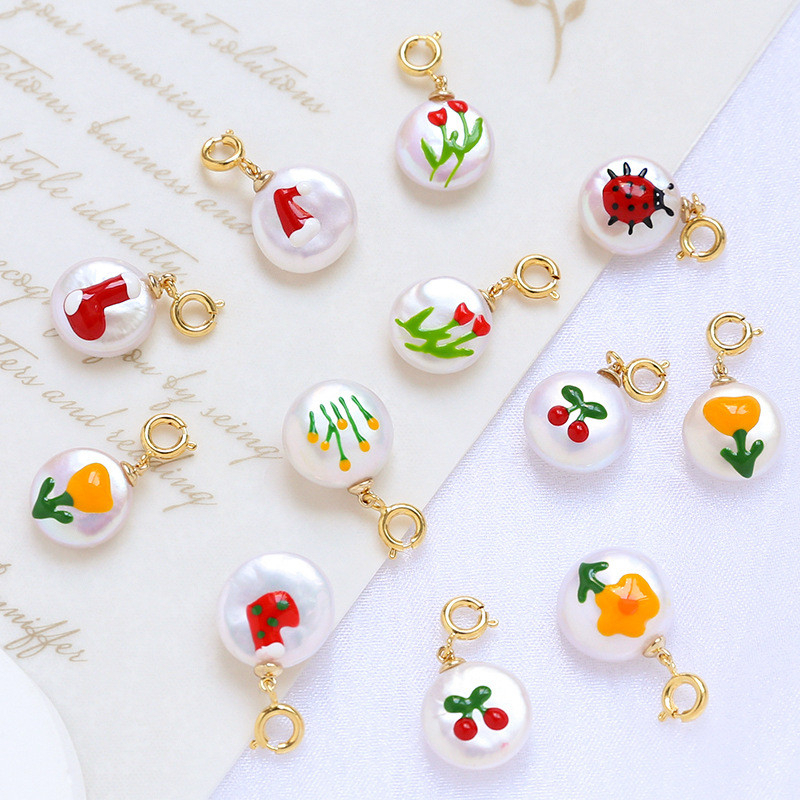 Mặt Dây Chuyền Mặt Ngọc Trai Baroque Đồng Xu Tranh Sơn Dầu Tươi Tắn MADAME HIEN PEARLS Cho Nữ MB037