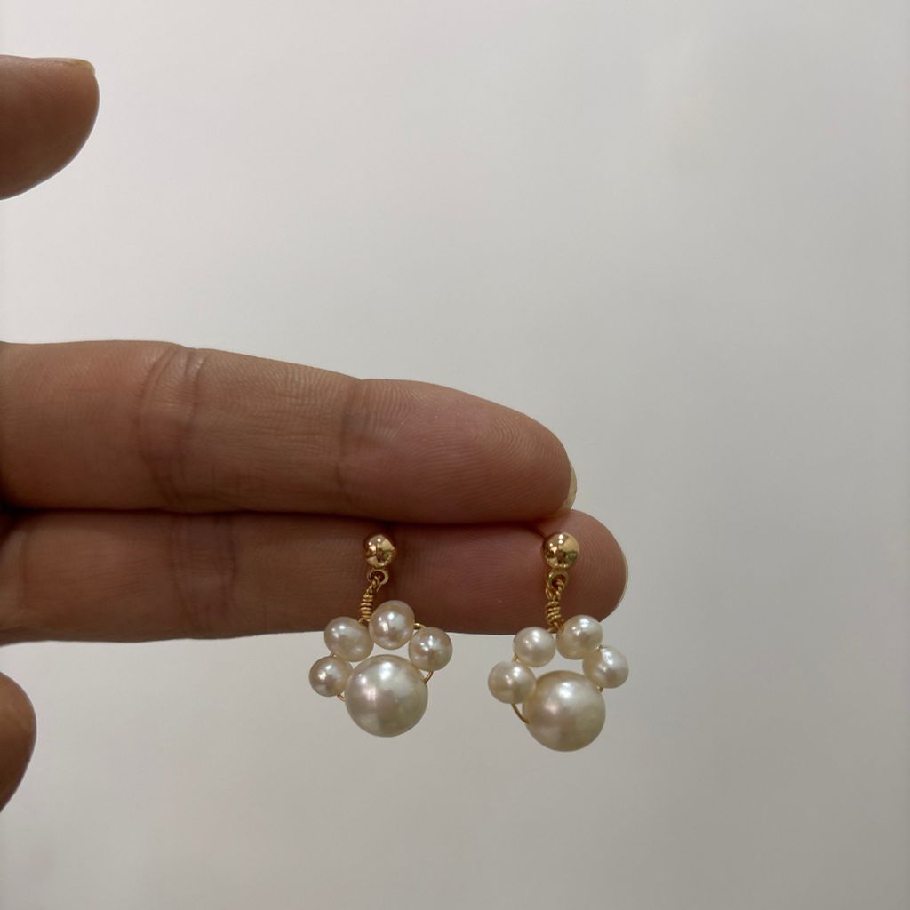 Bông Tai Ngọc Trai Tự Nhiên Chân Mèo Đáng Yêu MADAME HIEN PEARLS Cho Nữ BTN236