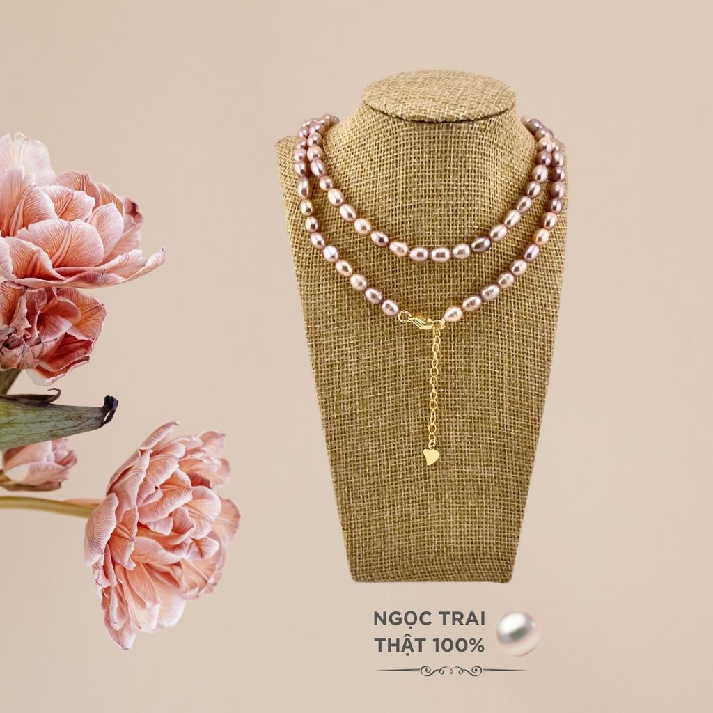 Vòng cổ Hạt Gạo 7-8mm Khoá 1 Hạt Tròn To MADAME HIEN PEARLS Dễ Thương CG016