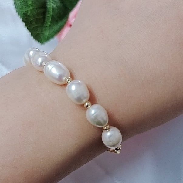 Vòng Tay Ngọc Trai Nuôi Tự Nhiên Hạt Xoài 7-8mm MADAME HIEN PEARLS Cho Nữ VTG003
