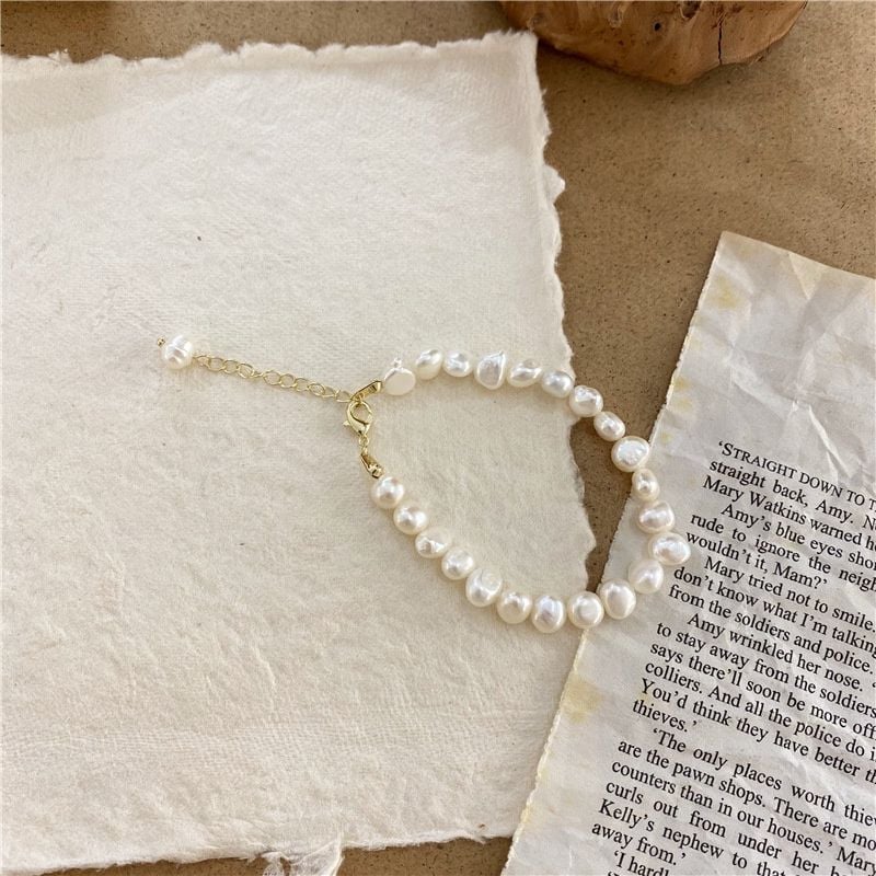 Bộ Trang Sức Mỹ Tâm Vòng Tay và Vòng Cổ Đính Ngọc Trai Baroque Tự Nhiên Cổ Điển Thời Trang SCB003