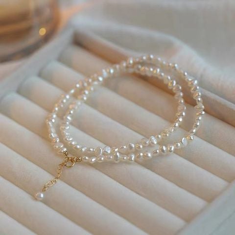 Vòng cổ Bạc Ngọc Trai Thời Trang Dành Cho Nữ 4-5mm phong cách Baroqu CB007