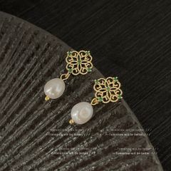 Bông Tai Vintage Emperor Đính Ngọc Trai Nuôi Tự Nhiên Sang Trọng Cổ Điển BTG010