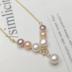 Vòng cổ Ngọc Trai Tự Nhiên Kiểu Công Chúa 7 Hạt MN030