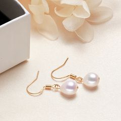 Khuyên Tai Madame Hien Pearls Dạng Móc Mạ Bạc 925 Đính Hạt Trai Đơn Giản Cho Nữ BTG020