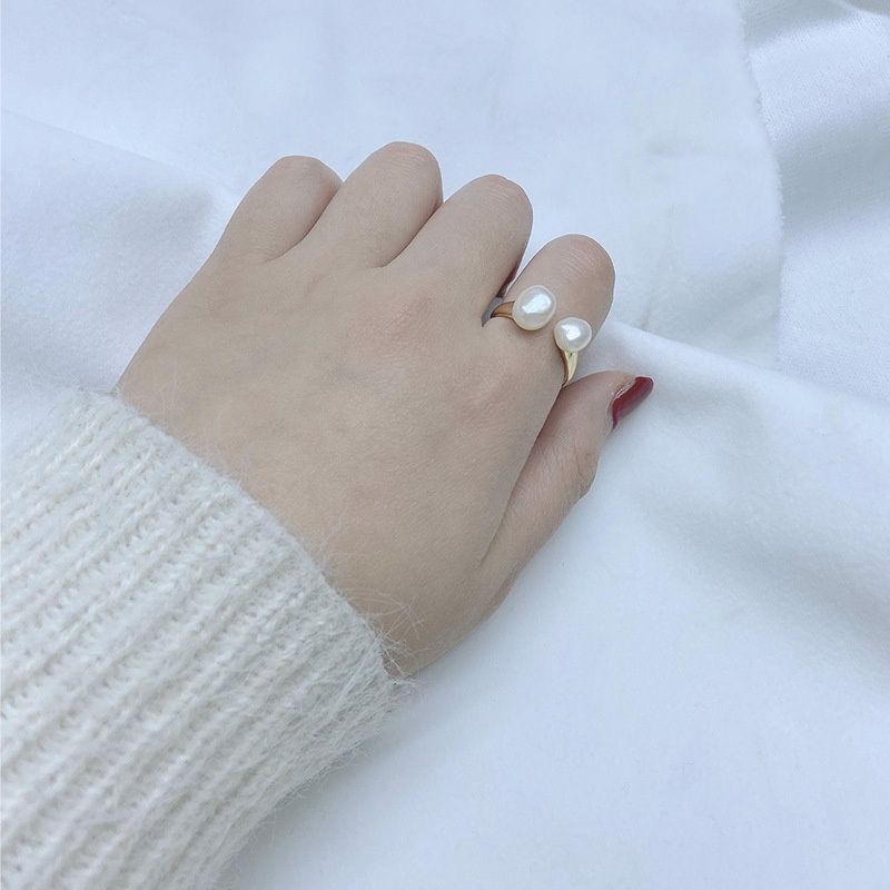Nhẫn Mạ Vàng 14K Đính Ngọc Trai Nuôi Tự Nhiên Phong Cách baroque NB001