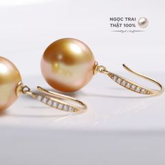Bông Tai Bạc 925 Đính Ngọc Trai Xà Cừ Tự Nhiên 11-12mm sang trọng quý phái XC009