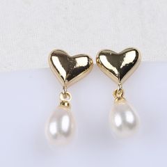 Bông Tai Ngọc Trai Tự Nhiên Mặt Trái Tim Tua Rua Ngọc Trai Hạt Gạo Đáng Yêu MADAME HIEN PEARLS BTG029