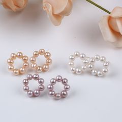 Bông Tai Bạc 925 Đính Tua Rua Vòng Tròn Ngọc Trai Tự Nhiên 8 Hạt Tròn Nhỏ MADAME HIEN PEARLS Cho Nữ BTT020M
