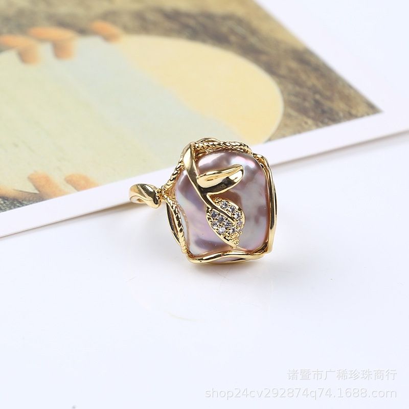 Nhẫn Nghệ Thuật Hợp Kim Đính Ngọc Trai Baroque MADAME HIEN PEARLS Cá Tính NB002