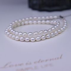 Vòng Cổ Ngọc Trai Hạt Gạo Oval Tự Nhiên 5-6mm Khoá Bạc 925 Dây Chuyền Hạt Nhỏ - Ngọc trai Giá Sỉ Phú Quốc CG002