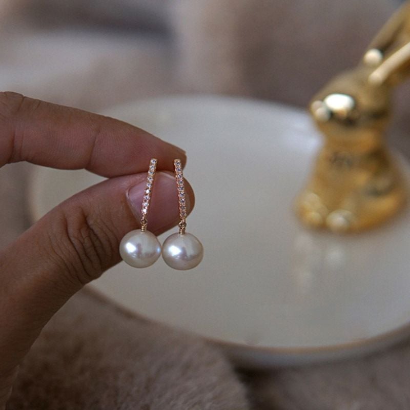 Bông Tai Kim Cương Và Ngọc Trai Nuôi tự nhiên Thời Trang MADAME HIEN PEARLS BTT022