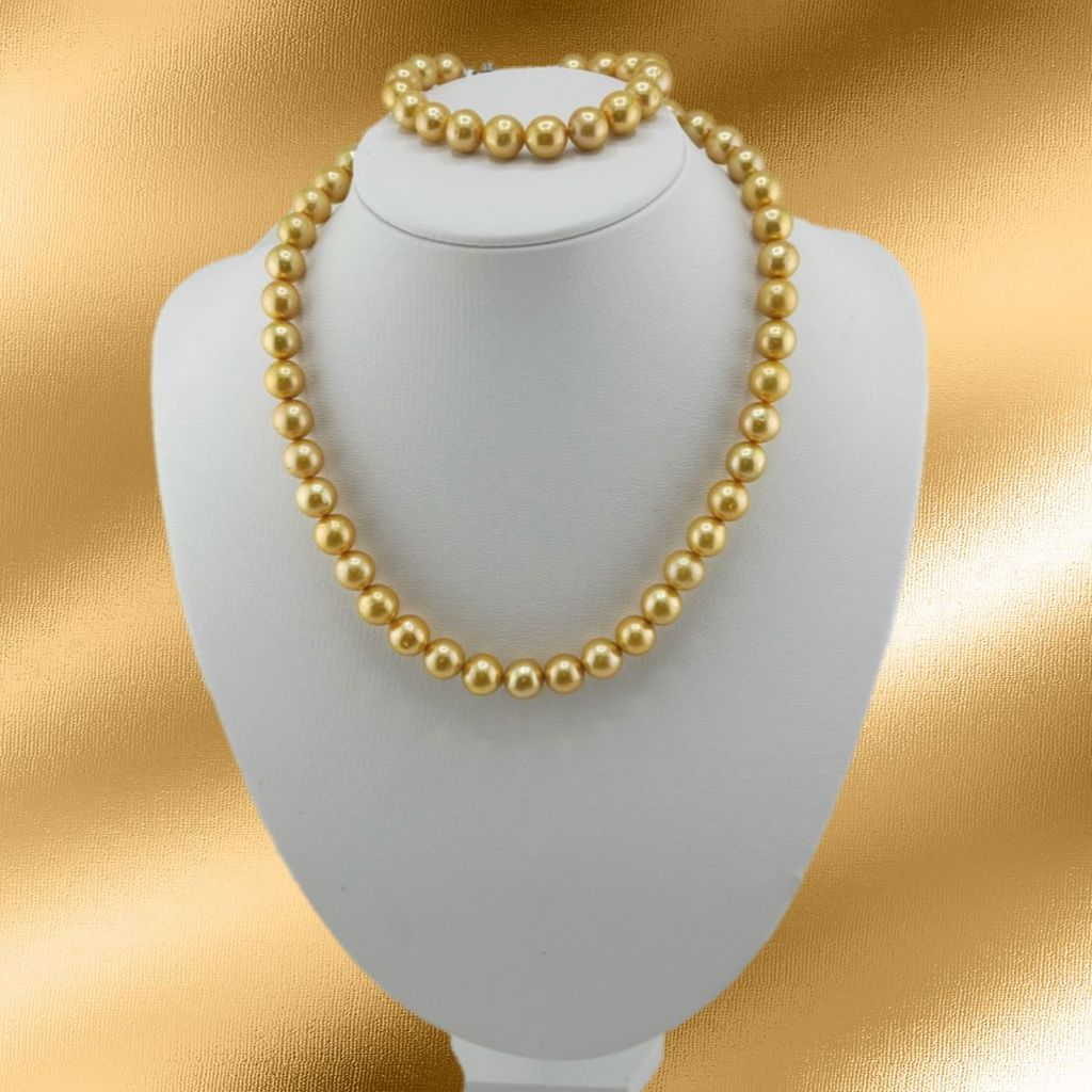 Vòng Cổ Ngọc Trai Vàng Tự Nhiên Kiểu Hạt Ngọc Trai Chạy 9-12mm MADAME HIEN PEARLS CT042