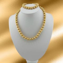 Vòng Cổ Ngọc Trai Vàng Tự Nhiên Kiểu Hạt Ngọc Trai Chạy 9-12mm MADAME HIEN PEARLS CT042