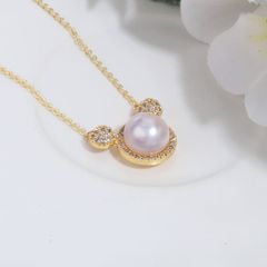 Vòng cổ Bạc Mặt Hình Chuột Mickey Ngọt Ngào Dễ Thương Ngọc Trai Tự Nhiên MADAME HIEN PEARLS MN020T
