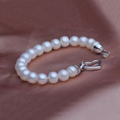 Chuỗi Vòng Tay Ngọc Trai Tự Nhiên 8-9mm khoá Tim Titan MADAME HIEN PEARLS Cho Nữ VTT019