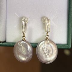 Bông tai Ngọc Trai Tự Nhiên Handmade Tua Rua Baroque Phong cách Châu Âu, sành điệu BTB005