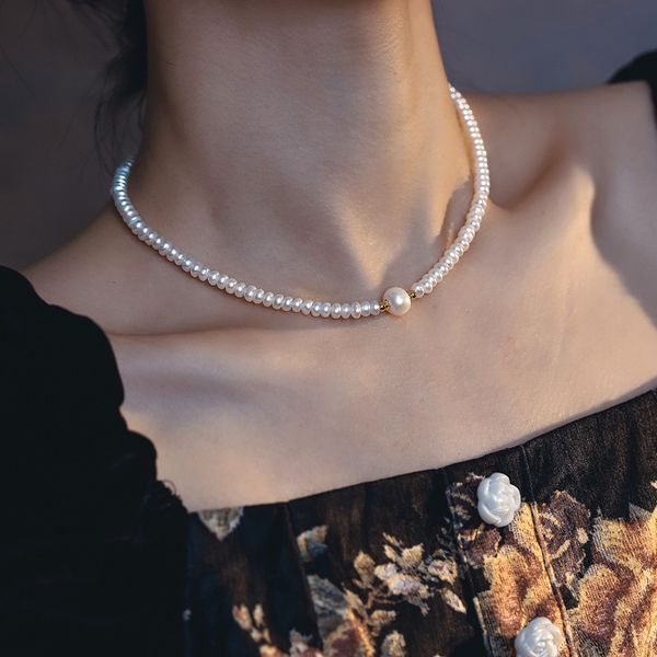 Vòng cổ Chuỗi Ngọc Trai Hình Tròn Choker Thời Thượng cá tính CT009