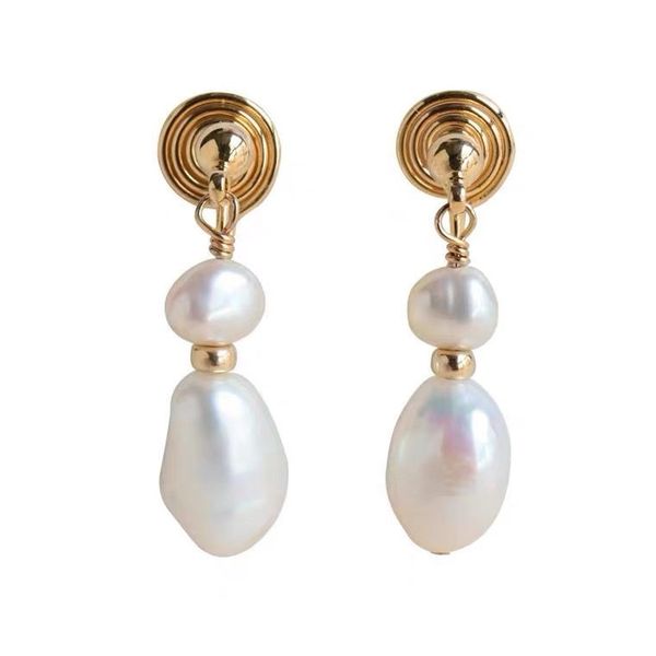 Bông Tai Ngọc Trai Tự Nhiên Cao Cấp Phong Cách Baroque BTG013