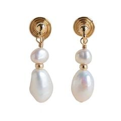 Bông Tai Ngọc Trai Tự Nhiên Cao Cấp Phong Cách Baroque BTG013