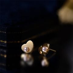 Bông Tai Nhí Hình Trái Tim Đính Ngọc Trai Tự Nhiên MADAME HIEN PEARLS Đáng Yêu Cho Nữ BTN032