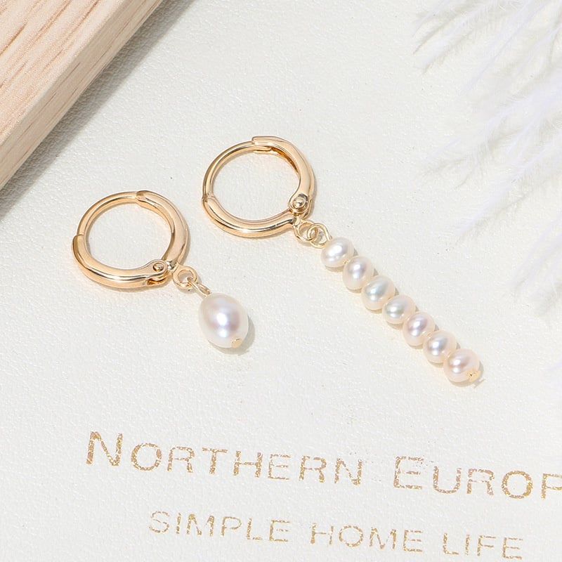 Bông Tai Ngọc Trai Tự Nhiên Phá Cách Điệu Đà So Le Dài Ngắn Phong Cách Baroque MADAME HIEN PEARLS Cho Nữ BTG028