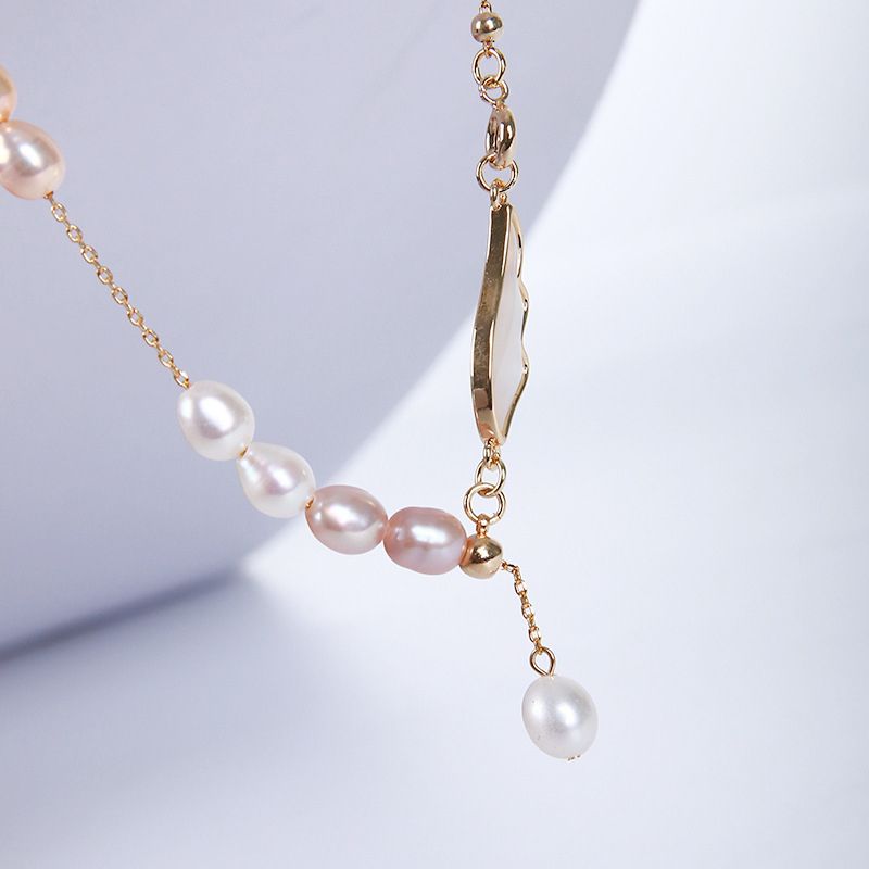 Vòng cổ Ngọc Trai Tự Nhiên Cánh Thiên Thần Phong Cách Baroque MADAME HIEN PEARLS Đơn Giản MG003