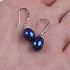 Bông Tai Ngọc Trai Tự Nhiên Chốt Móc Câu Màu Xanh Hoàng Gia Lạ Mắt MADAME HIEN PEARLS Thời Trang Nữ BTG073