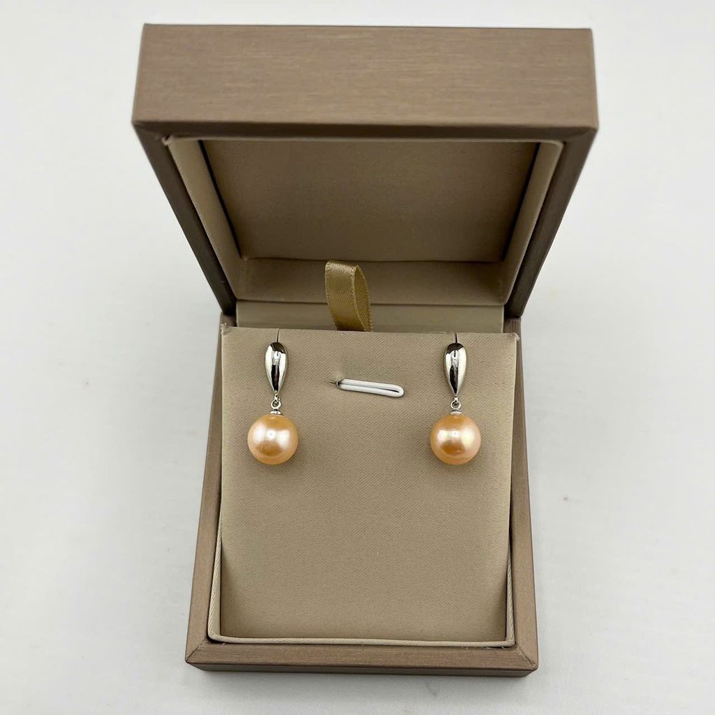 Bông Tai Ngọc Trai Tự Nhiên Hạt Tròn Cao Cấp Mặt Giọt Nước 10-11mm MADAME HIEN PEARLS BTT073