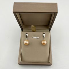 Bông Tai Ngọc Trai Tự Nhiên Hạt Tròn Cao Cấp Mặt Giọt Nước 10-11mm MADAME HIEN PEARLS BTT073